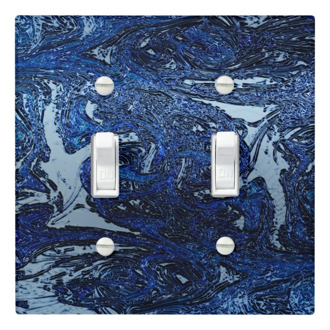 Blue Abstract Wave Splash Cool Urban Art Light Switch Cover (In Situ)