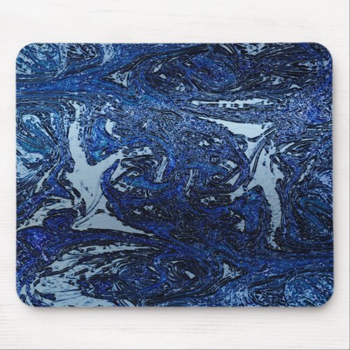 Blue Abstract Wave Splash Cool Urban Art Mouse Pad