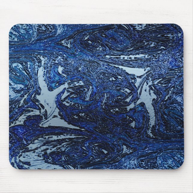 Blue Abstract Wave Splash Cool Urban Art Mouse Pad (Front)