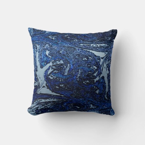 Blue Abstract Wave Splash Cool Urban Art Throw Pillow