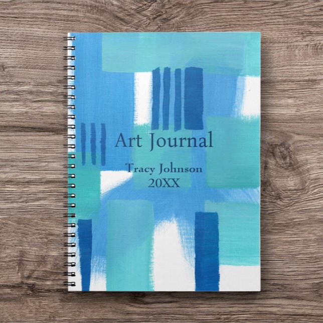  Blue Abstract with Name/Year Art Journal/ Notebook (Personalized Journal for Drawing, Note Taking or Daily Intentions. )