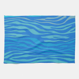 Blue Abstract Zebra Stripe Towel