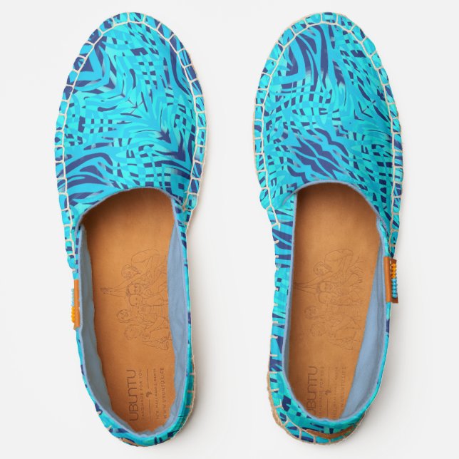 Blue Abstract Zebra Stripes Espadrilles (Front)
