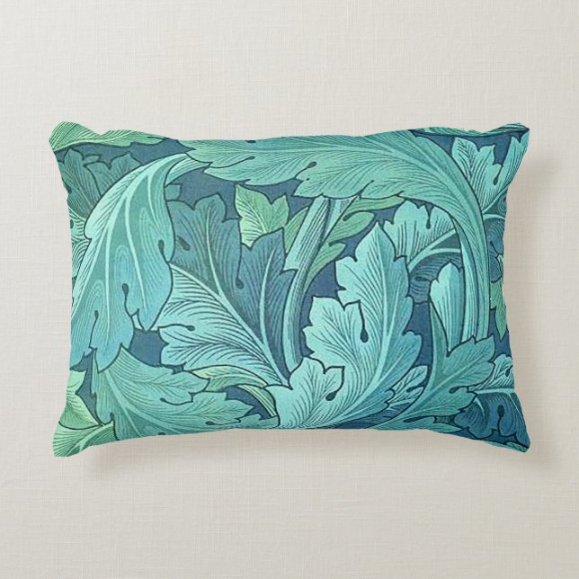 Blue Acanthus Leaf Accent Pillow (Front)