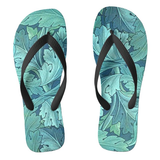 Blue Acanthus Leaf Flip Flops (Footbed)