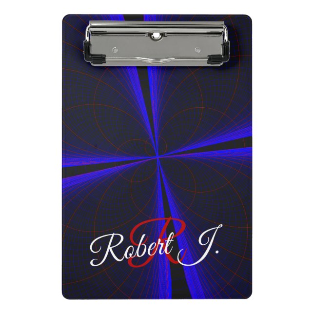 Blue Accent Clover Leaf Geometric Mini Clipboard (Front)