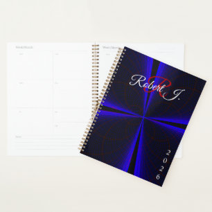 Blue Accent Clover Leaf Geometric Spiral Planner
