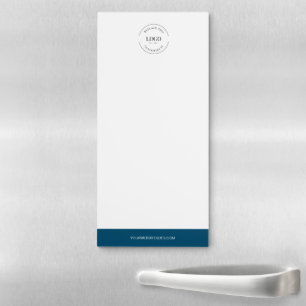 Blue accent Your Logo and website Business Magnetic Notepad