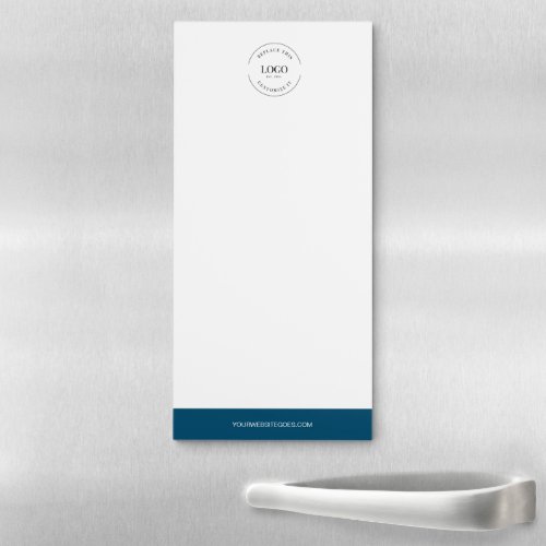 Blue accent Your Logo and website Business Magnetic Notepad