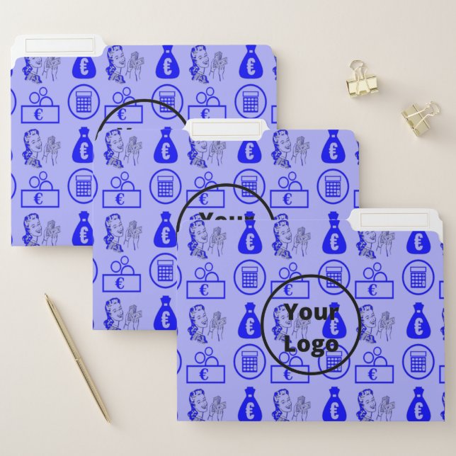 Blue accountant business pattern file folder (Set)