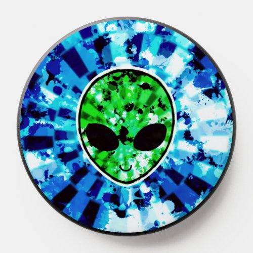 Blue Acid Wash Alien Tie_Dye PopSocket