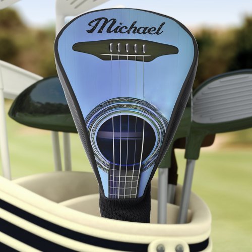 Blue Acoustic Guitar Guitarist Instrument Name Golf Head Cover