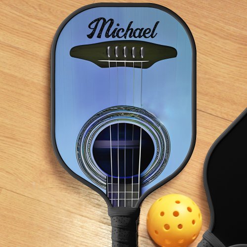 Blue Acoustic Guitar Guitarist Instrument Name Pickleball Paddle