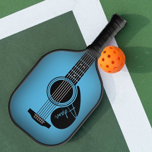 Blue Acoustic Guitar Pickleball Paddle