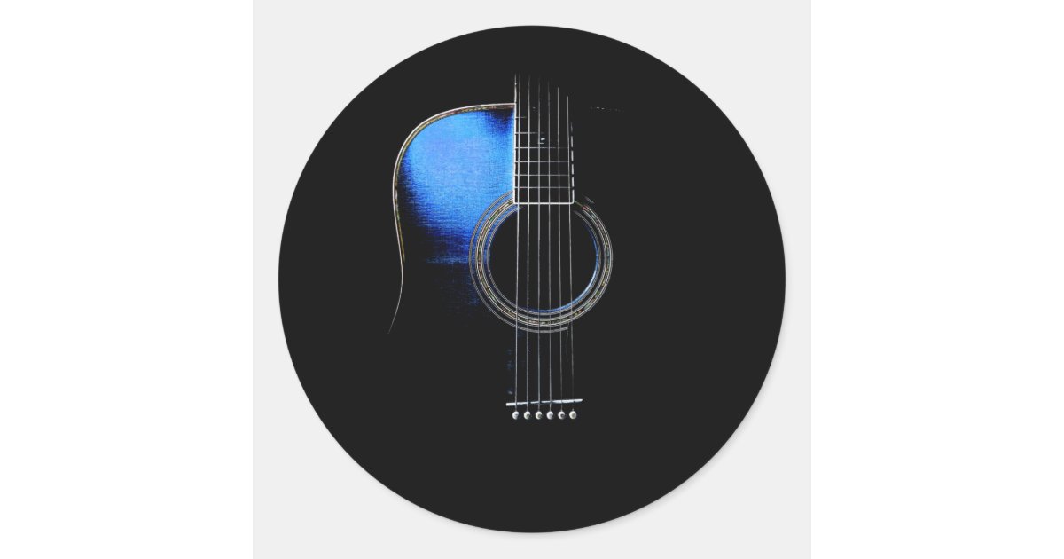Blue Song Sticker Blue Acoustic Guitar Sticker | Zazzle
