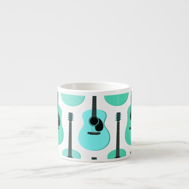 Blue Acoustic Guitars Pattern Espresso Cup (Front)