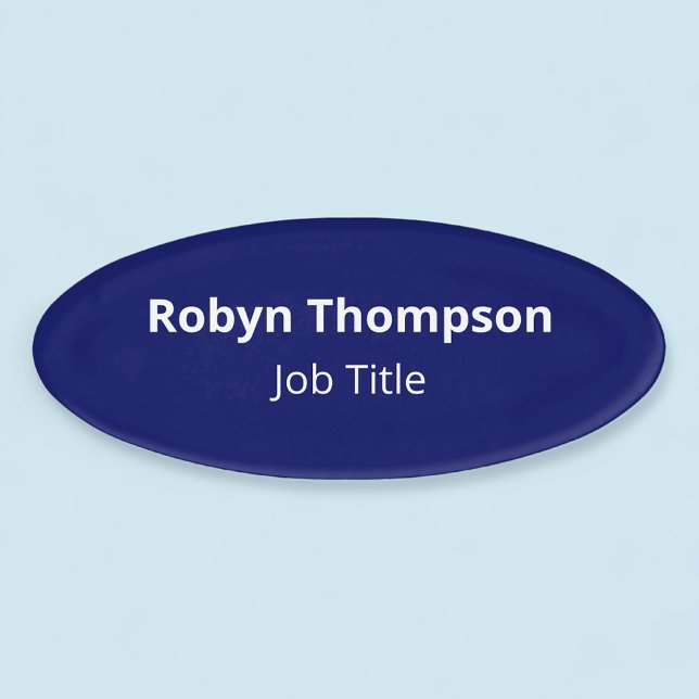 Blue Acrylic Oval Name Tag Magnetic Professional (MISOOK Navy Blue Oval Name Tag Magnetic)