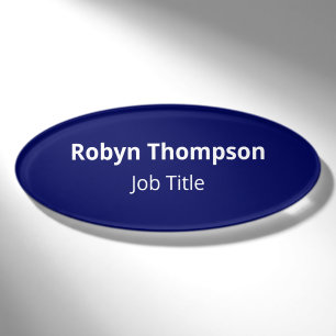 Blue Acrylic Oval Name Tag Magnetic Professional