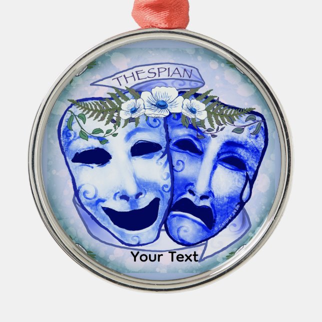 Blue  Actor Masks Metal Ornament (Front)