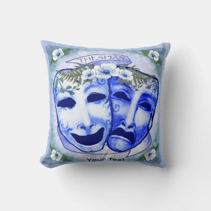Blue Actor Masks Throw Pillow