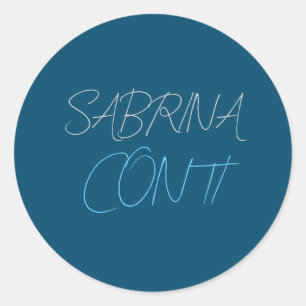 Blue Add Name Modern Minimalist Plain Classic Round Sticker