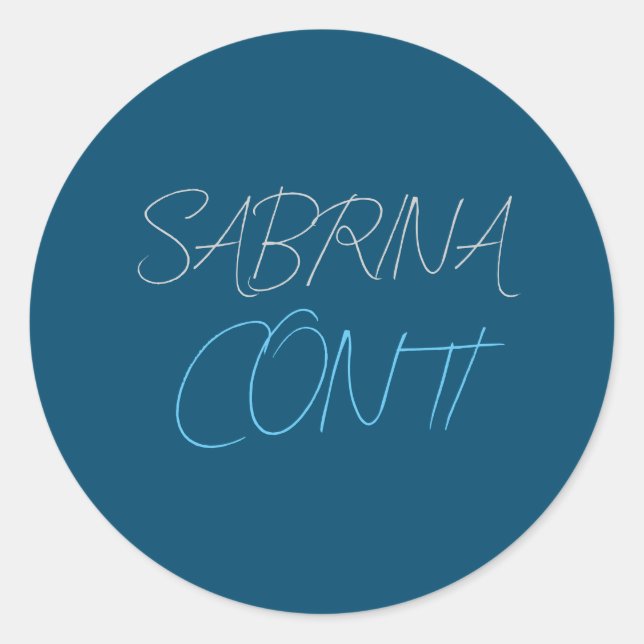 Blue Add Name Modern Minimalist Plain Classic Round Sticker (Front)