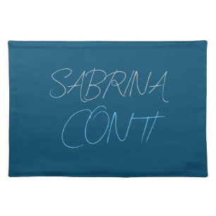 Blue Add Name Modern Minimalist Plain Cloth Placemat