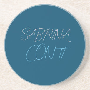Blue Add Name Modern Minimalist Plain Coaster