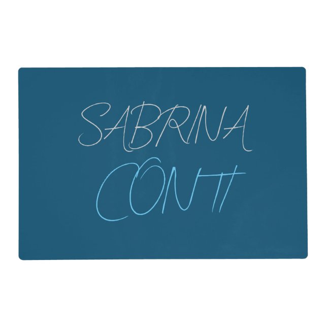 Blue Add Name Modern Minimalist Plain Placemat (Front)