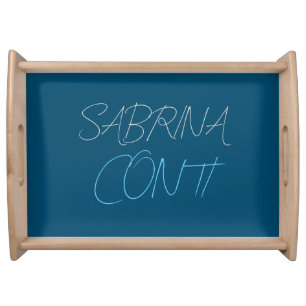 Blue Add Name Modern Minimalist Plain Serving Tray