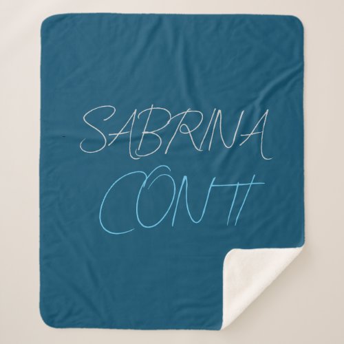Blue Add Name Modern Minimalist Plain Sherpa Blanket