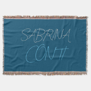 Blue Add Name Modern Minimalist Plain Throw Blanket