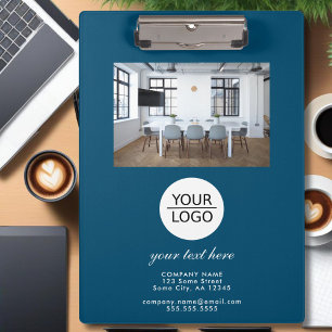 Blue Add your Logo Custom Text Promotion Photo Clipboard
