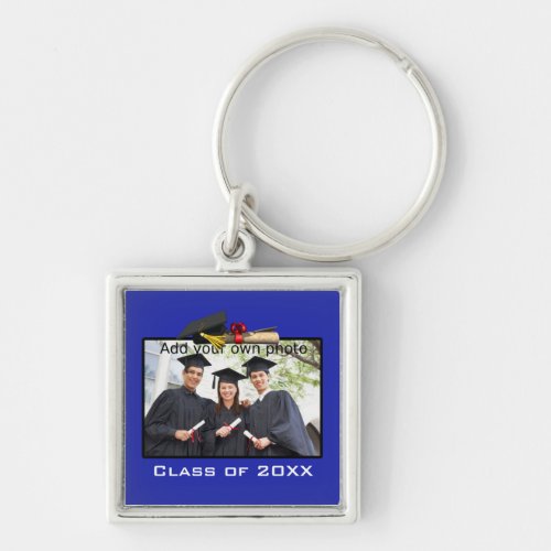 Blue Add your Photo  Year Graduation Keychain