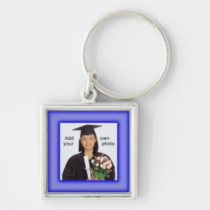 Blue Add your Photo / Year Graduation Keychain