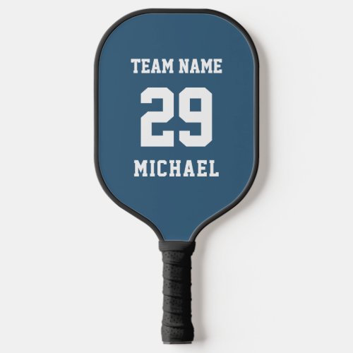 Blue Add Your Team Name Jersey Number Text Pickleball Paddle