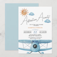 Blue Adventure Awaits Airplane Baby Shower