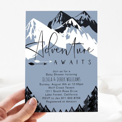 Blue Adventure Awaits Baby Shower  Invitation