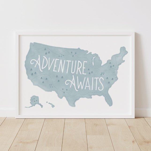 Blue Adventure Awaits US Map Kids Room Decor (Creator Uploaded)
