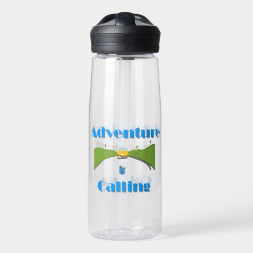 Blue Adventure is Calling Digital Camping Design  Water Bottle