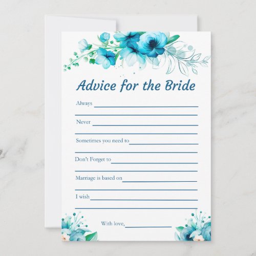 Blue Advice for the Bride Bridal Shower Game Card