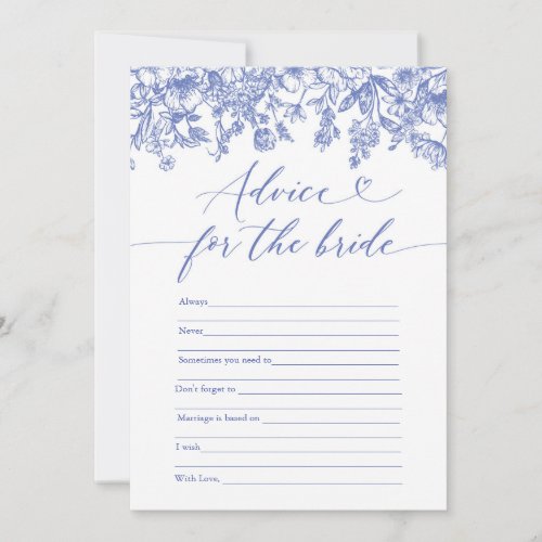 Blue Advice for the Bride Bridal Shower Game