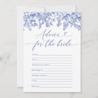 Blue Advice for the Bride Bridal Shower Game