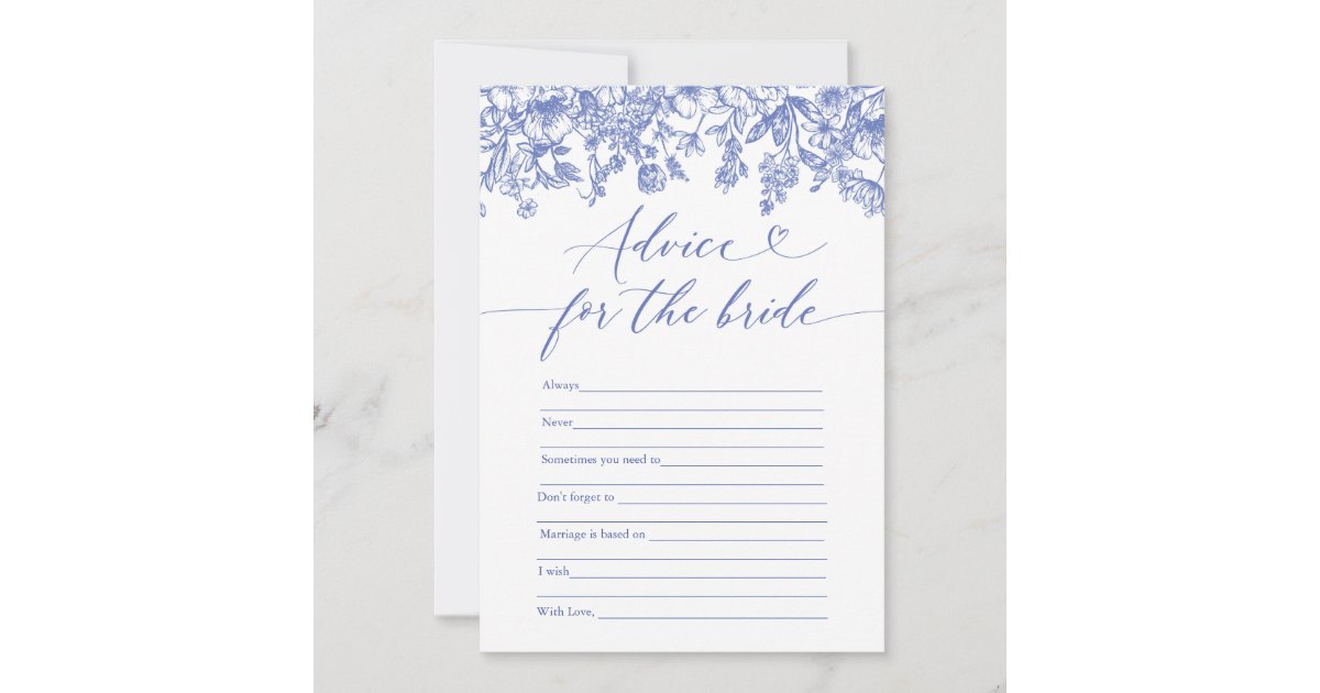 Blue Advice for the Bride Bridal Shower Game Invitation