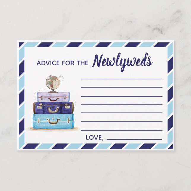 Blue Advice for the Newlyweds Travel theme card (Front)
