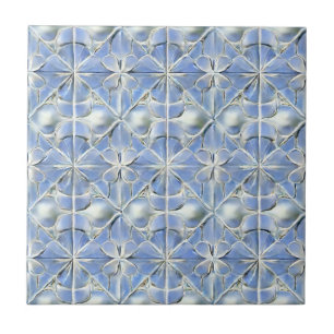 Blue aesthetic floral pattern  ceramic tile