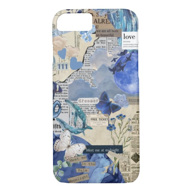 Blue Aesthetic iPhone & iPad Case –Vintage Collage (Back)