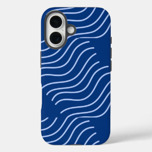 Blue Aesthetic Minimalist Wavy Patterned  iPhone 16 Case