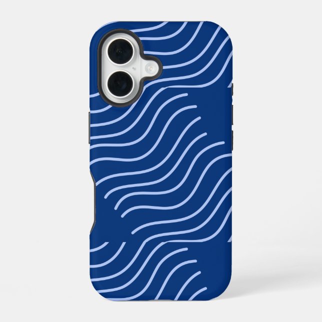 Blue Aesthetic Minimalist Wavy Patterned  Iphone Case (Back)
