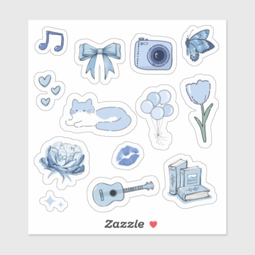 Blue Aesthetic Vinyl Sticker Sheet